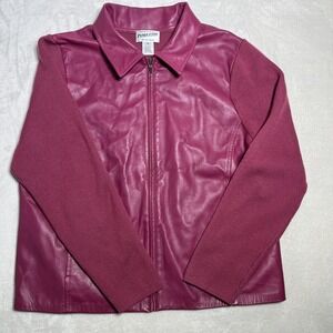 Pendleton Vintage Leather And Merino Wool Pink Mauve Jacket Size XL